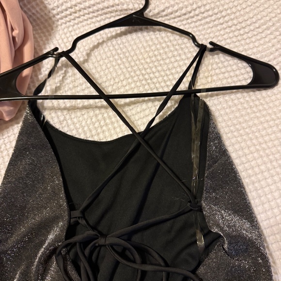 NWT Silver Shimmer halter tie back  jumpsuit - Picture 2 of 4